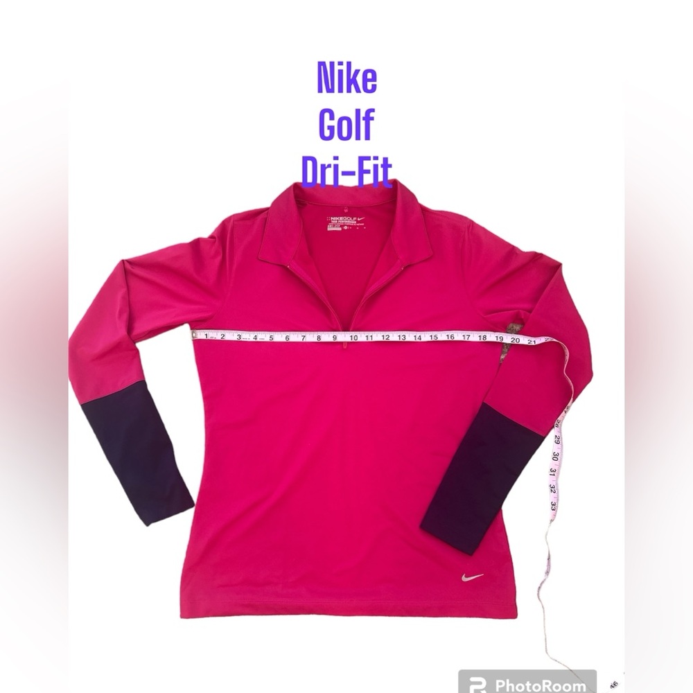 Nike sz M Tour Performance Dri-Fit Pink Golf Polo 1/4 Zip Shirt Jacket Athletic